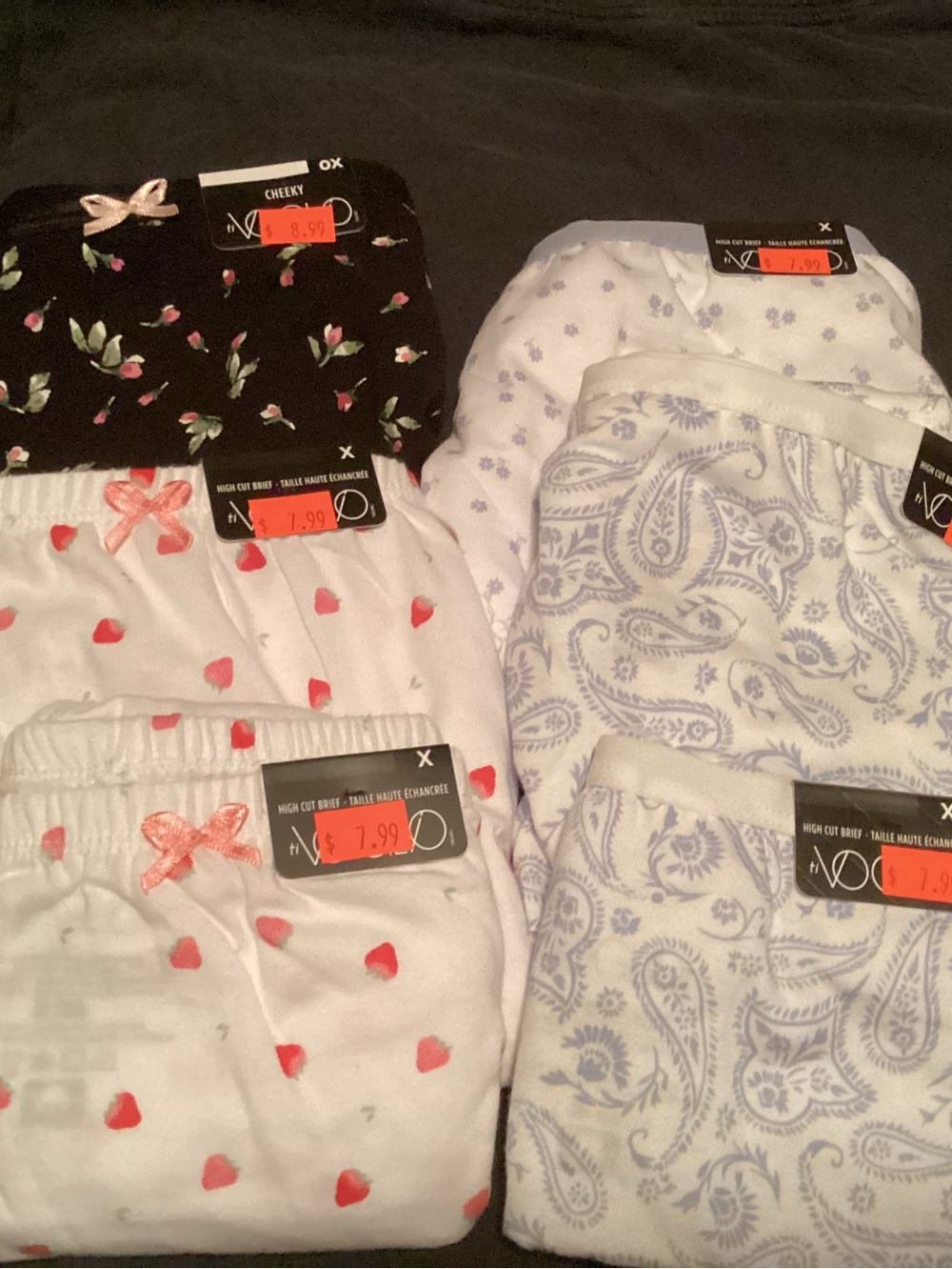Mixed Pattern High-Cut Briefs - Hearts, Paisley, Floral